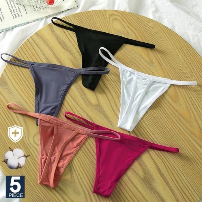 Culotte - slip,FINETOO-String sexy taille basse pour femme,5 pièces ...