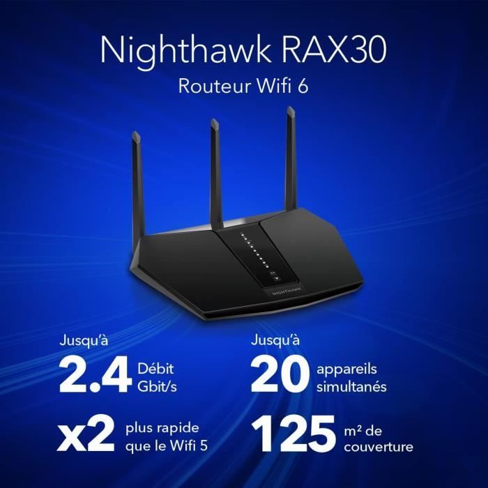 NETGEAR Routeur WiFi 6 AX5 Nighthawk 5 flux (RAX30) - WiFi AX2400