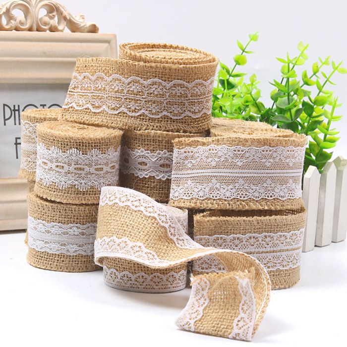 Kit DIY Mariage Rustique Kit Décoration Toile De Jute GUIFIER - 24 Fleurs Et Nœuds, Ruban Dentelle, Ficelle - Pour Mariage, DIY, Cadeaux Ruban Jute Diy
