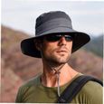 Chapeau de pêche Capuchon solaire large bord avec rabat de cou amovible Couvercle de visage UV Protection solaire pour Ourdoor Homme-2