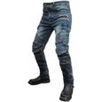 Pantalon de Moto pour Hommes Jeans en Denim Protège-Coussinets pour Genou et Hanches(Bleu-M)-2