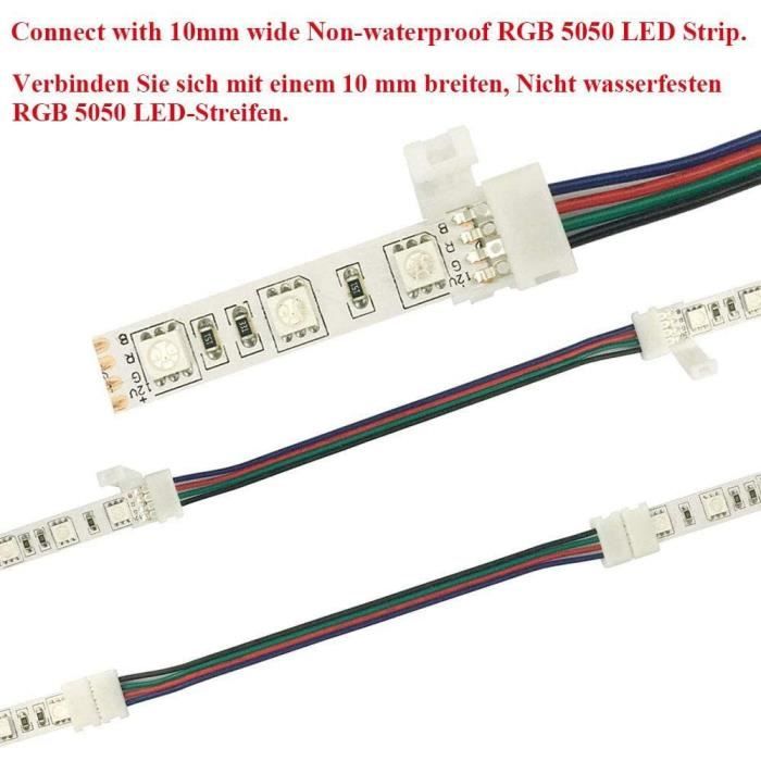 Rallonge Double Connecteur Bande LED / Clip Connecteur Raccord Pré-Cablé  150mm - RGB