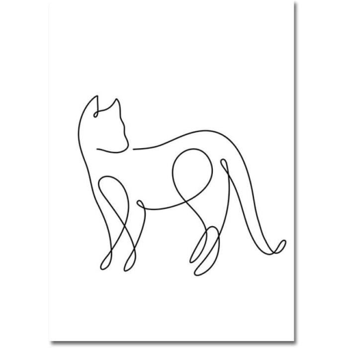 Poster Mural Sur Toile Motif Chat à Suspendre - Art Moderne Minimaliste