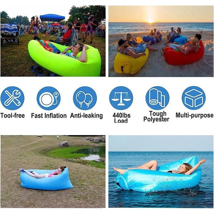 Canape Gonflable Outdoor Canapé Gonflable Hamac Avec Parasol - Sofa Air Portable Pour Plage, Jardin, Piscine Meuble Extérieur Gonflable