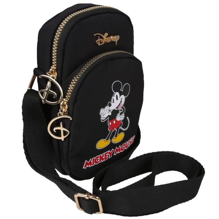 Mickey Mouse Disney Sac a bandouliere sachet noir elements dores 12x18x6 cm Cdiscount Bagagerie Maroquinerie