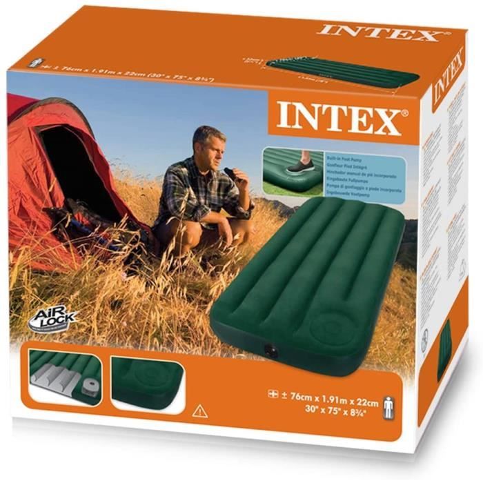 INTEX - Lit Matelas Gonflable avec Gonfleur Intégré 1 Place