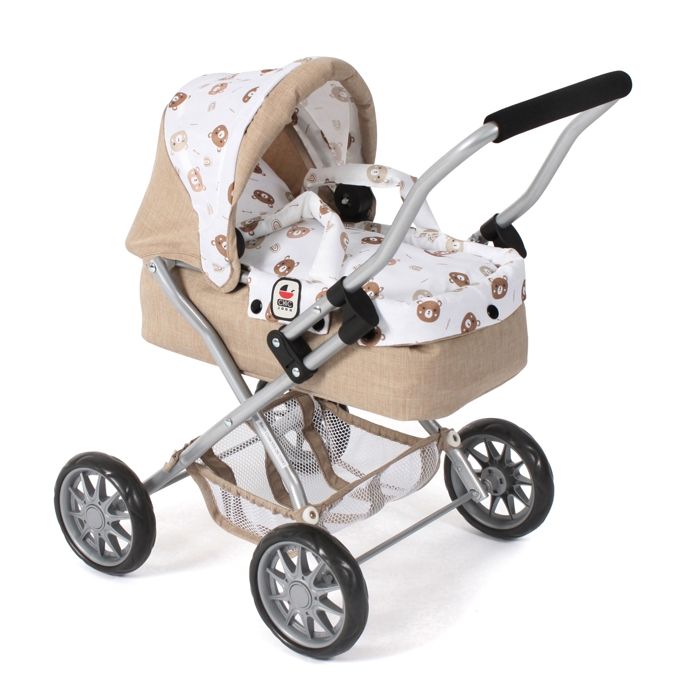 Poussette Smarty Bayer Chic 2000 555 76 – Pour Poupées Jusqu'à 40 Cm, Capote Rabattable, Sac De Transport, Jean Gris, 56 X 37 X 56 Cm
