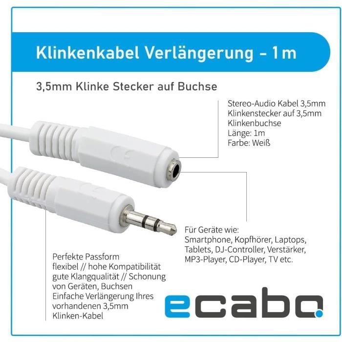 Câble Audio 3.5mm Vers 2 RCA – Adaptateur Stéréo Plaqué Or 0.9m – Pour Connecter Smartphone à Ampli, Enceintes
