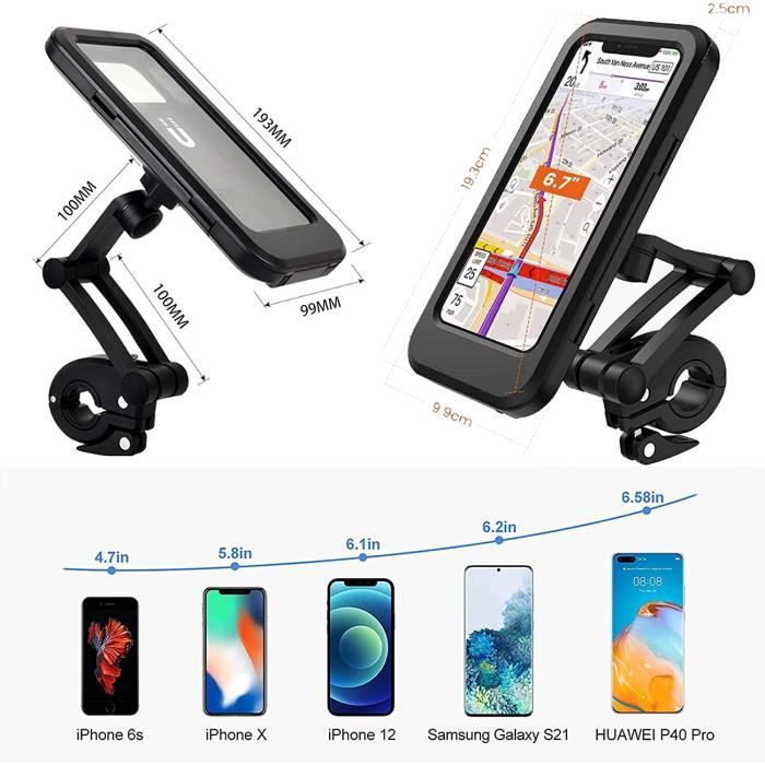 Support Anti-vibrations EFEALL Support Moto Vélo Aluminium Avec Amortisseur - Compatible Smartphones 4 à 7 Pouces Support Smartphone Moto