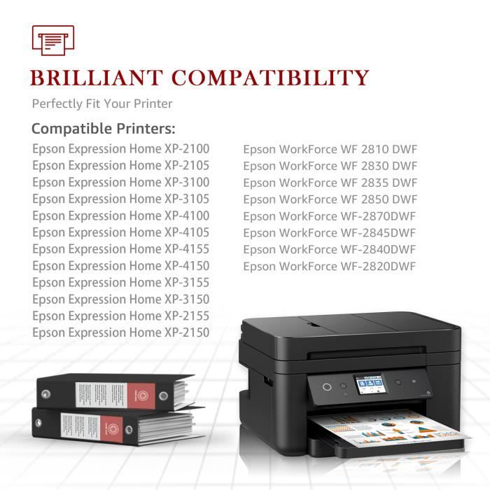Cartouche d'encre compatible 603XL pour Epson XP-2100 XP-2105 XP-3100 XP-3105  XP-4100 XP-4105 Wf-2810 Wf-2830 Wf-2850