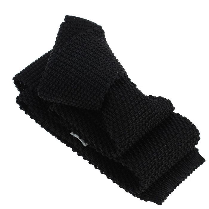 Tony & Paul. Cravate tricot. TONY, Soie. Noir Charbon - Uni - FABRIQUE EN ITALIE