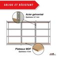 Triple étagère charges lourdes - 2M10 de long -12 plateaux - 210 X 150 - 30 cm - Noir - EURO VANADIUM
