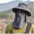 Chapeau de pêche Capuchon solaire large bord avec rabat de cou amovible Couvercle de visage UV Protection solaire pour Ourdoor Homme-3
