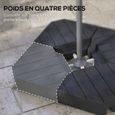 Outsunny Lot de 4 dalles de parasol Poids de lestage carré pour parasols déportés pieds croix - jusqu'à 60-80 kg - Noir-3