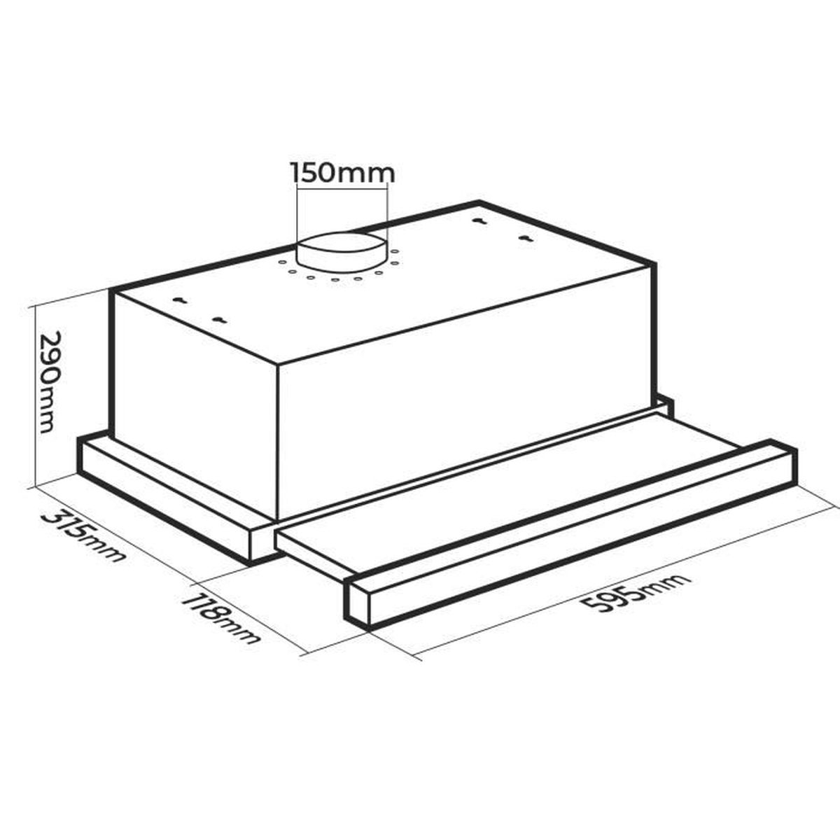 Hotte Aspirante Extractible Murale Encastrable 59 5 Cm 2 Vitesses 297 2 M H 2 Filtres A Graisses Hotte De Cuisine Achat Vente Hotte Cdiscount