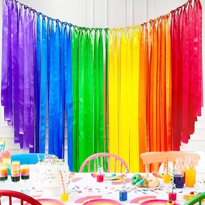 Ruban Arc-en-ciel En Satin - 45,7 M X 0,9 Cm - Double Face Pour Emballage Cadeau, Décoration Fête, Bricolage
