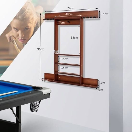 Lot De 2 Queues De Billard En Bois Dur, 147 Cm, Pour Maison Et Bar, Genubi Industry