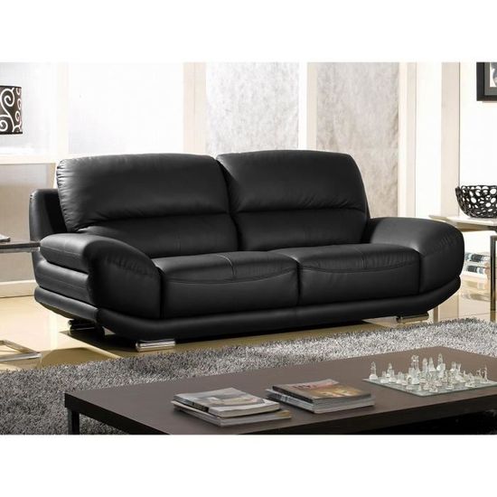 Canape 3 Places En Cuir Prestige Marron Barcelona Achat Vente