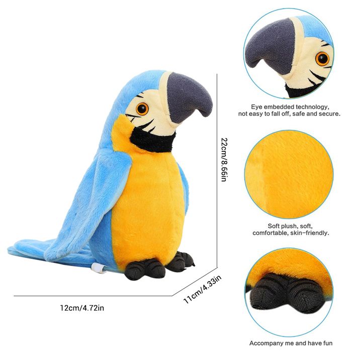 Parlant guaw perroquet répéter ce que vous dites peluche jouet en peluche enregistrement électronique oiseau animé perroquet parlant jouets en peluche pour animaux de compagnie  26