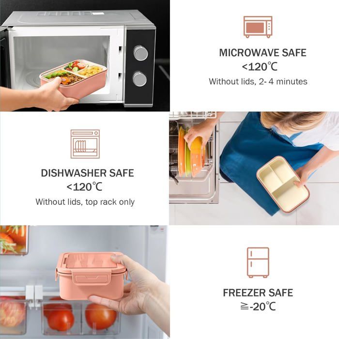 Bento Lunch Box 1400ml Pour Enfant Et Adulte - Boîte à Repas Avec Couverts, Anti-Fuite, Micro-Ondes, Gris Sac Lunch Box