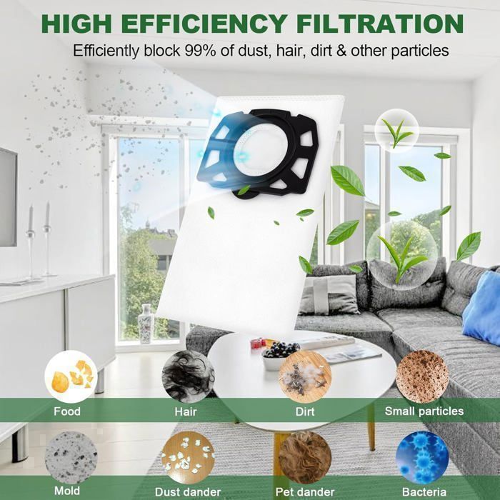 10Pcs Sac aspirateur Karcher Compatible avec WD4, WD5, WD6, MV4