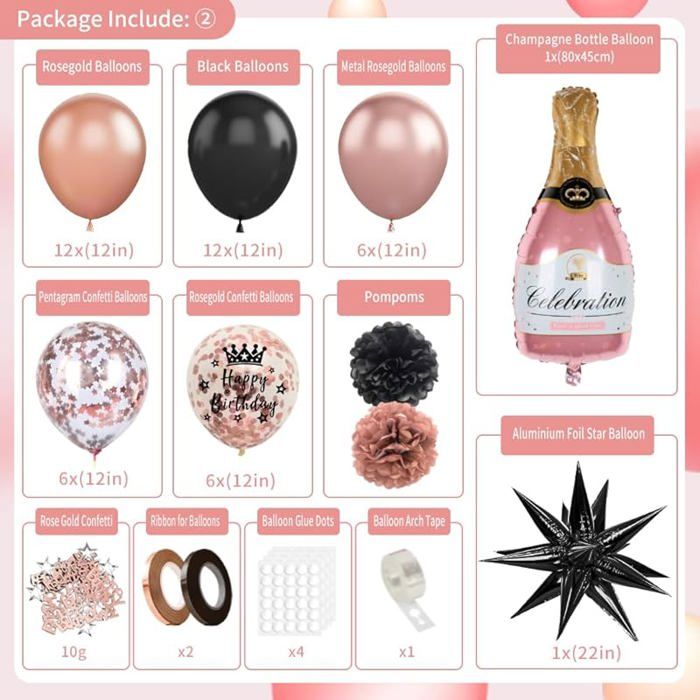Kit Déco Anniversaire Noir Argent - Ballons, Banderole, Confetti Pour Fête élégante