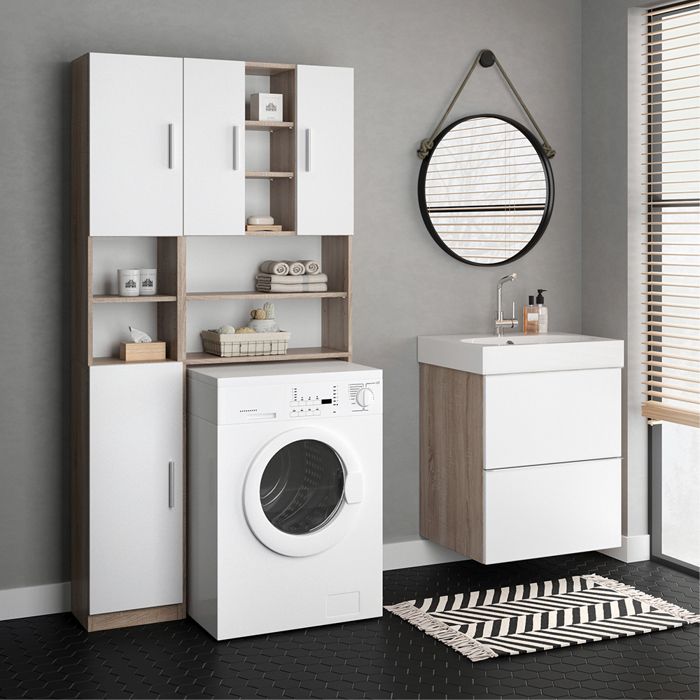 Tidyard Meuble pour Machine à Laver Armoire de Salle de Bains Meuble