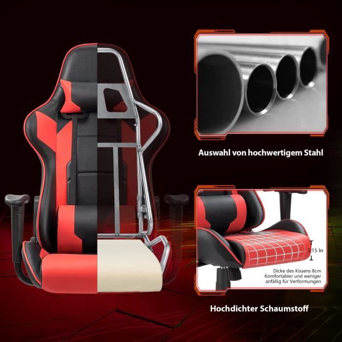 Devoko Bureau ErgonomiqueChaise de Course avec Appuitete et Soutien