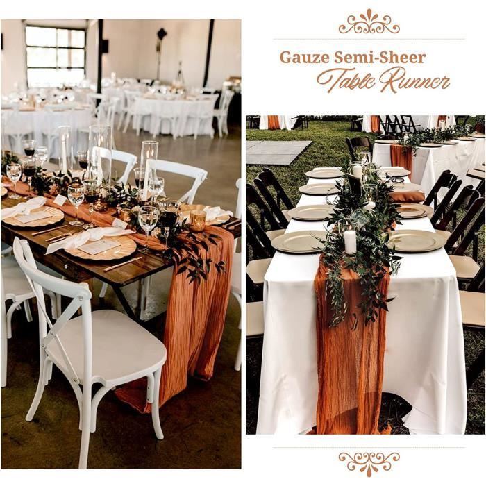 Chemin De Table Bohème En Gaze De Coton, Terracotta, 3 Mètres, Aspect Froissé Décontracté Pour Mariage Ou Baby Shower