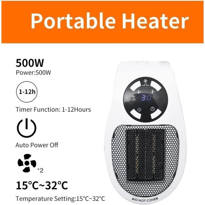 1500W 110/220V radiateur soufflant électrique, réchauffeur d'air chaud pour  le bureau de la chambre à coucher - Chauffage - Achat & prix