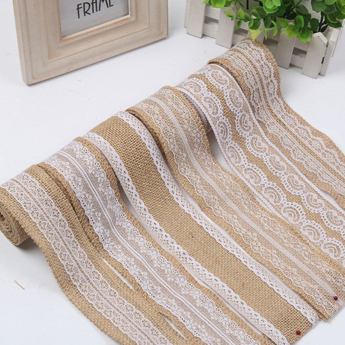 Ruban De Dentelle En Toile De Jute Blanche, Rouleau De Ruban