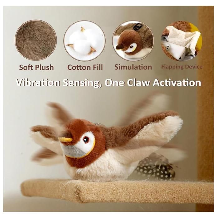 Sohodoo Jouet d'oiseau électrique Chantant et gazouillant – Jouet d'oiseau interactif Mignon, activé par Le Mouvement et Le Son, Animaux de Compagnie