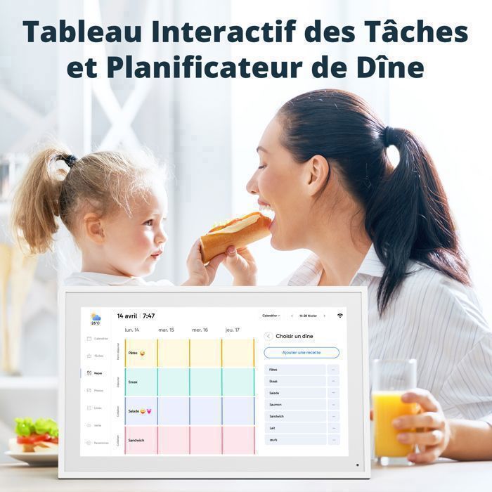 Cadre Photo Numérique WiFi 39.6 Cm Dragon Touch - Écran Tactile FHD 1080p, 32 Go, Partage Via App - Cadeau Famille