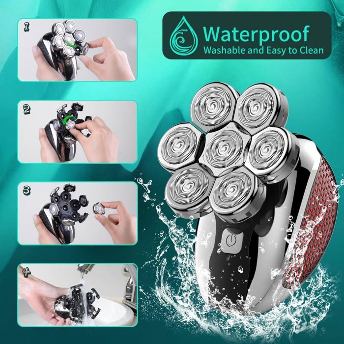 Tondeuse 7 En 1 Rechargeable - Rasoir électrique étanche Pour Barbe, Crâne Et Corps