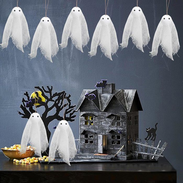 RuiDay 2 Fantômes Halloween Suspendus Lumineux - Décoration Intérieur Extérieur
