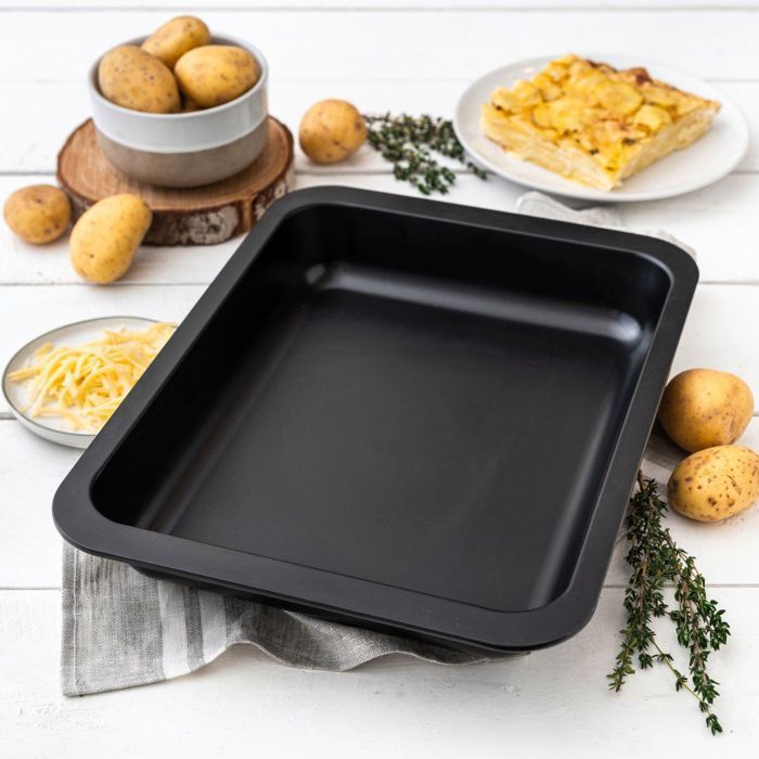 Plat Inox Rectangulaire Cook N Home Plat à Rôtir Anti-adhésif Avec Grille Noir 43,2 X 33 Cm Plats à Rôtir Et Gratins