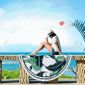 Vert Ronde Serviette De Plage Avec Franges Anti Sable Mandala Femme Tapisserie Repos Glands Décoratifs 150150cm