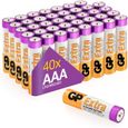 Piles AAA - Lot de 40 Piles | GP Extra | Batteries Alcalines AAA LR3 1,5v|Longue durée, très puissantes, utilisation quotidienne-0