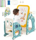 GOPLUS Table et Chaise Enfant 1-8 Ans 4 en 1-Tableau Blanc Magnétique Réglable en Hauteur-Effaçable à Sec et Marqueurs