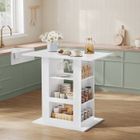 Table Haute Bar WOLTU - Mange Debout avec Rangement - Ilôt Central Cuisine - 105x68x94cm - Blanc