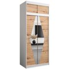 ABIKSMEBLE Boliwia 100 Armoire à Deux Portes Coulissantes avec Miroir, Tringle, Étagères et Extenstion 100x240x62 cm Blanc, Artisan