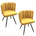 Toilinux - Lot de 2 Chaises design effet velours Ariel - Jaune