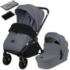 Poussette combinée 2en1 LIONELO Mika Plus - Naissance jusqu'à 22kg - Pack poussette Duo, Nacelle, sac et accessoires - Gris