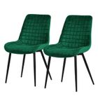 ML-Design Lot de 2 Chaises de Salle à Manger, Vert Foncé, Assise en Velours avec Pieds Métalliques Noirs, Chaises de Cuisine