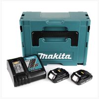 Makita 18 V Power Source Pack Énergie avec 2x Batteries 1,5 Ah + Chargeur DC 18 RC + Boîtier de transport Makpac