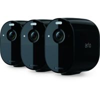 Arlo Essential Spotlight - Pack de 3 caméras de surveillance Wifi sans fil - Noir - 1K - Batterie de 6 mois - Jour et Nuit