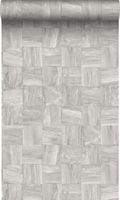 Origin Wallcoverings PP intissé éco texture morceaux carrés de déchets de bois gris clair - 53 cm x 10,05 m - 347518