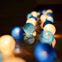 Guirlande Lumineuse Boules Coton LED,DIY Decoration pour Noël/Mariage/Fête/Halloween,Veilleuse Bébé,20 boules 3m-Alimenté par piles