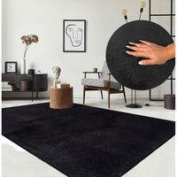 Tapis pour le salon ou de chambre en - noir - 120x160 cm | Rectangulaire | Lavable jusqu'à 30 degrés | Tapis LOFT de The Carpet