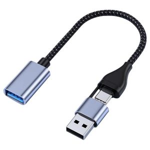 Câble adaptateur USB OTG femelle / USB-C mâle - Gris - PILES 974